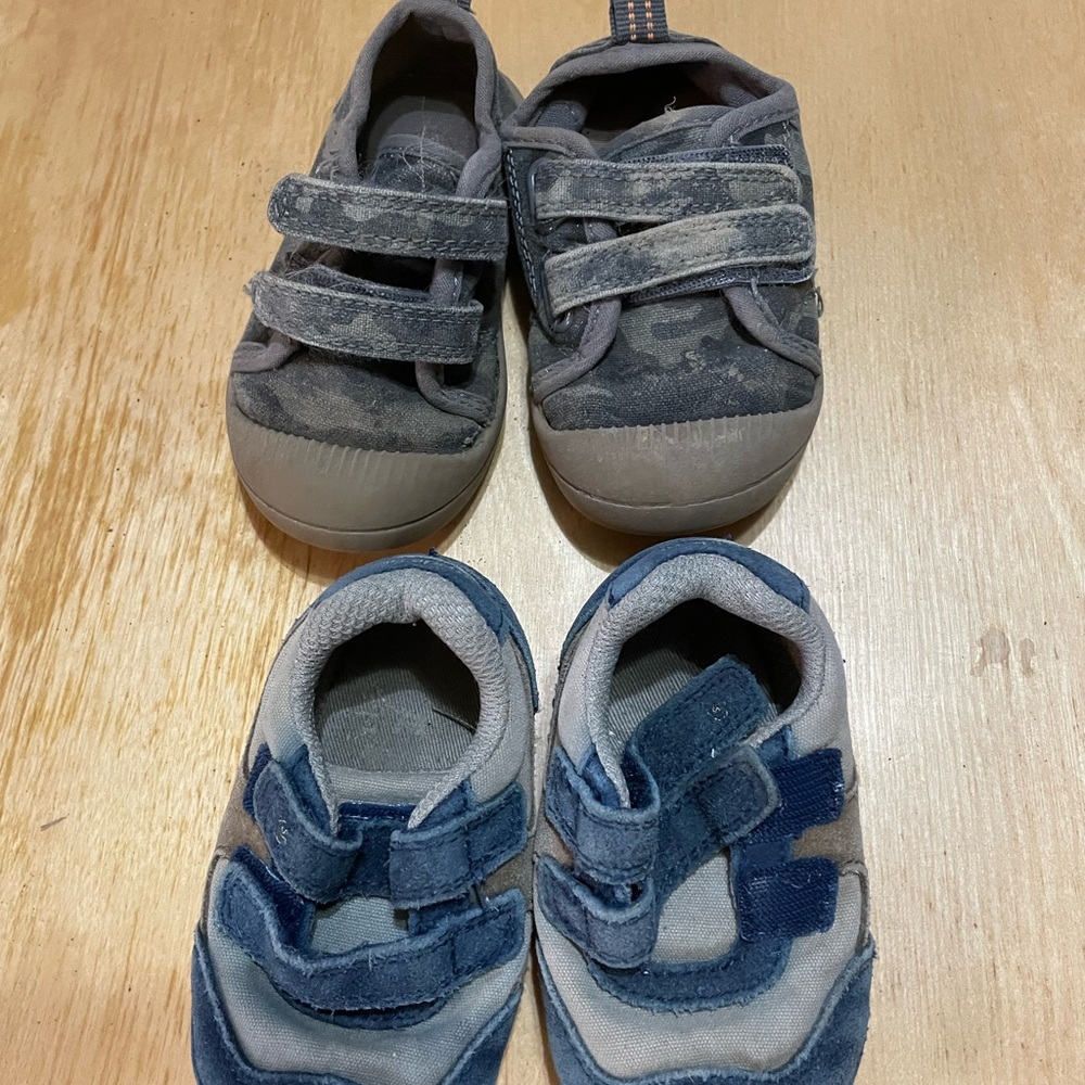 Gray and Blue Velcro Sneakers for Active Play